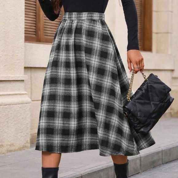 Plaid Print Stretchy High Waist Skirt - Picture 7 of 10
